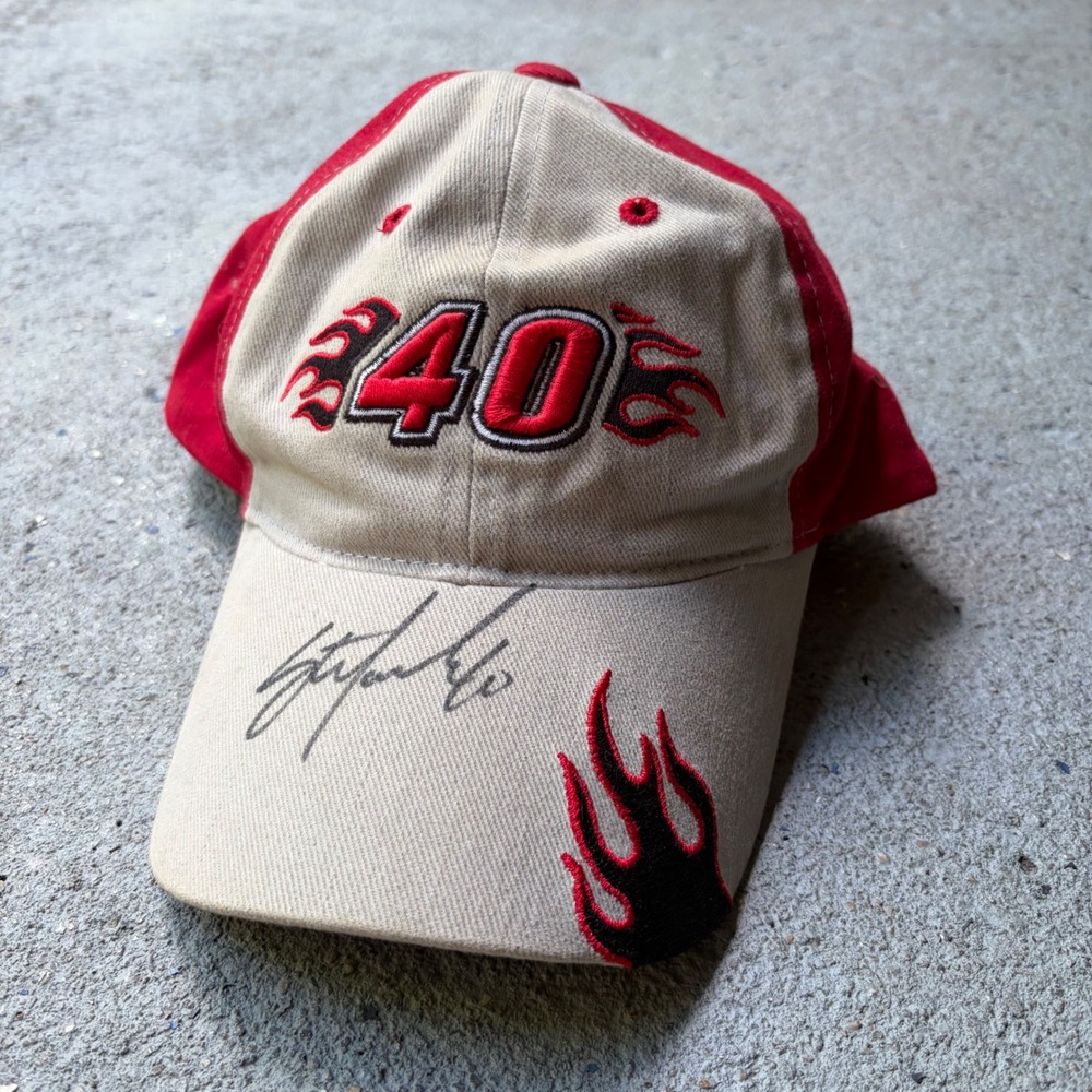 Chase Authentics Sterling Marlin #40 NASCAR Youth Hat Red Tan Flame Embroidered